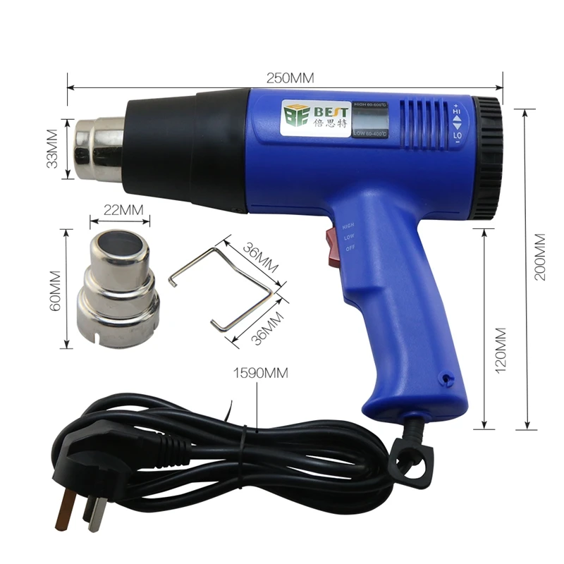 

BST-8016 1600W Heat Gun Professional LCD Digital Display Electronic Hot Air Gun Kit 110/220V For Rework Repair Soldering Tools