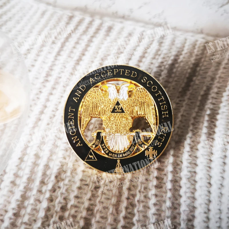 Masonic Lapel Pins Double-headed eagle Freemasonry Badge Mason Freemason BLM26 size 3.2cm Gold-plated business accessories