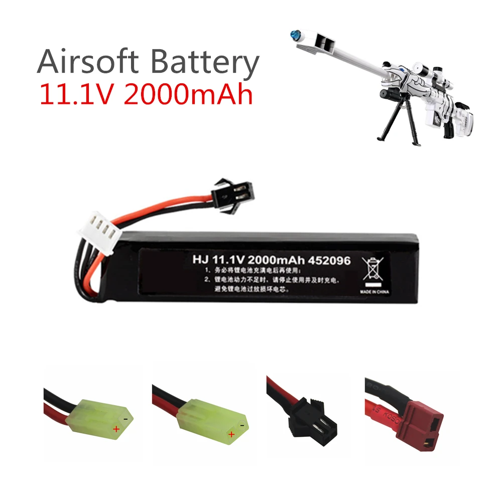 11.1v Lipo Battery for Water Gun Airsoft 11.1V 3S 2000mAh 30C 452096 battery for Airsoft BB Air Pistol Electric Toys Guns Parts