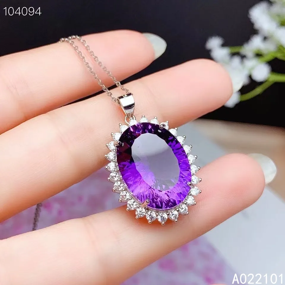 

KJJEAXCMY fine Jewelry 925 Sterling Silver natural Amethyst Girl new classic Pendant Necklace Chinese style hot selling