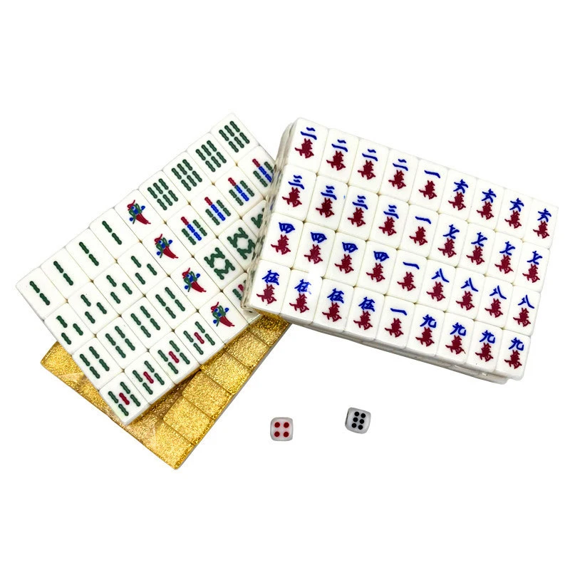 Top-quality Golden Mini Mahjong Portable Acrylic Majiang Set Table Game Mah-jong Travelling Entertainment Casual Gift Board Game