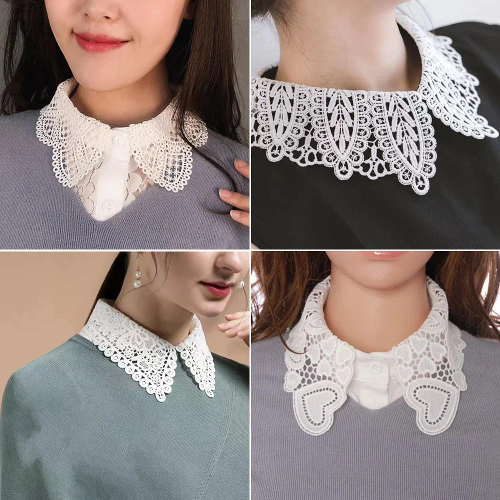 New False Lace Neckline Collar Female Dress Decor Collar Lace Fabric Clothing Accessories