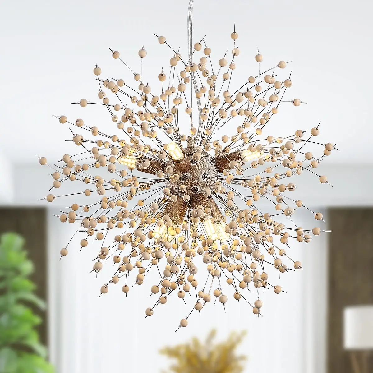 

Modern Wooden Chandelier Dandelion Luster Firework Pendant Lighting 8-Lights Pendant Lights For Home Decorations Chandelier