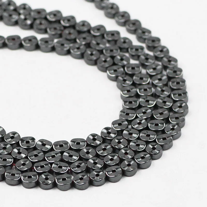 4x2mm Natural Hematite Stone Gear Shape Black Spacer Loose Beads For DIY Jewelry Making Bracelet Necklace Accessories