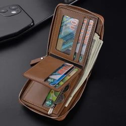 Coin purse men  2023 New Leather Men's Card holder Zipper Short Desigh Male  Vintage pocket Wallets men's billeteras para hombre