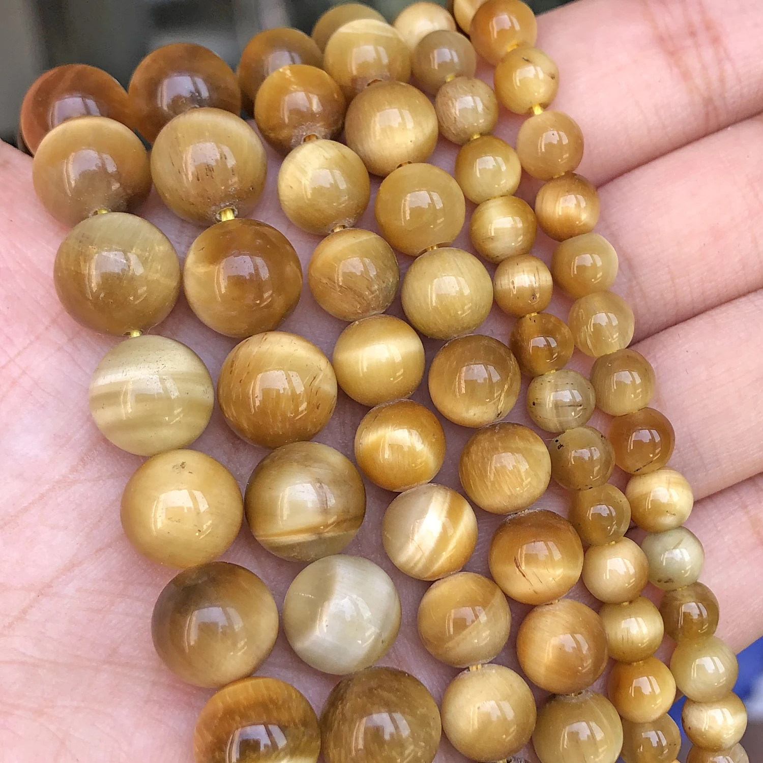 A++Natural Stone Beads Yellow Tiger Eye Round Loose Beads For Jewelry Making 15inch Pick Size 6.8.10.12mm -F00126