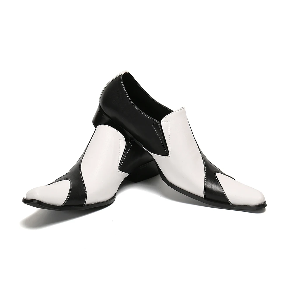 White Black Classic Business Men Patent Leather Dress Pointy Shoes Fashion Elegant Formal Slip on Oxford Shoes Calzado Hombre