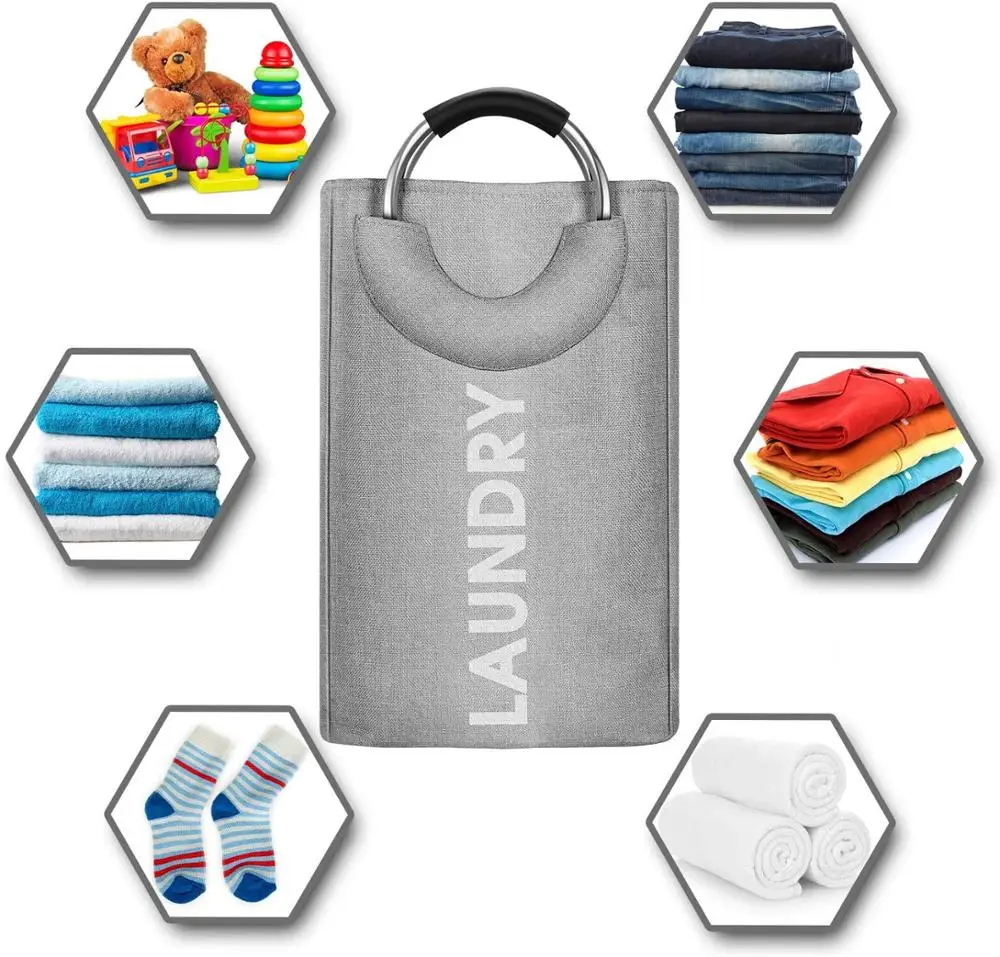 2021 Waterproof Storage Bag Household Dirty Laundry Basket Folding Clothing Storage Bucket Clothes Toys Organizer with Handles