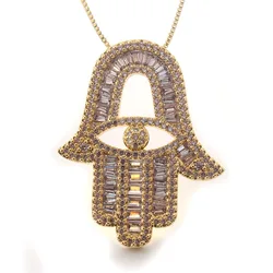 MHS.SUN 1PC Fashion Cubic Jewelry With Evil Eye of Horus AAA Zircon Hands Pendant Necklace Chain Choker For Women/Men Gift