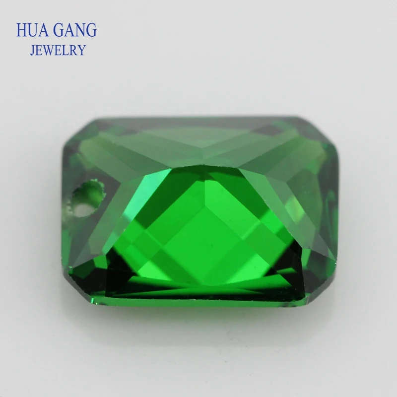 Single Hole AAAAA Octangle Shape Green Cubic Zirconia Stone For Jewelry Making Size 4x6~8x10mm High Quality CZ