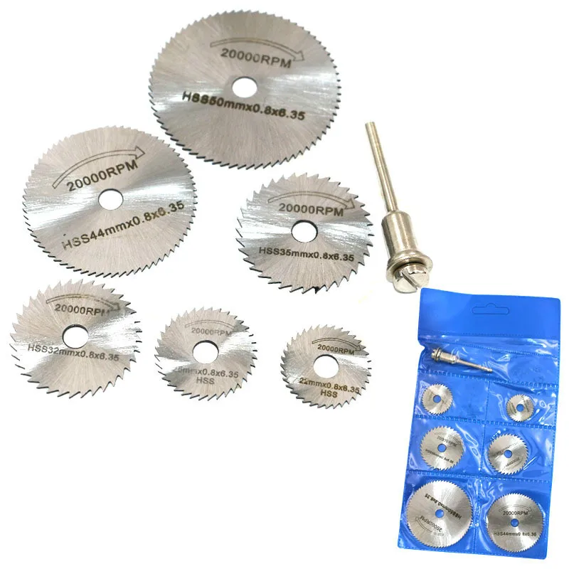 4 rodzaje 7pc Mini HSS brzeszczot obrotowy narzędzie do Dremel Metal Cutter elektronarzędzia cięcie drewna tarcze wiertła trzpień odcięcia
