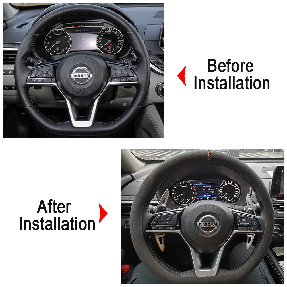 ملصق تمديد عجلة القيادة DSG لسيارة نيسان جوك باثفايندر قاشقاي روج بلاتينيوم ألتيما باترول 2025