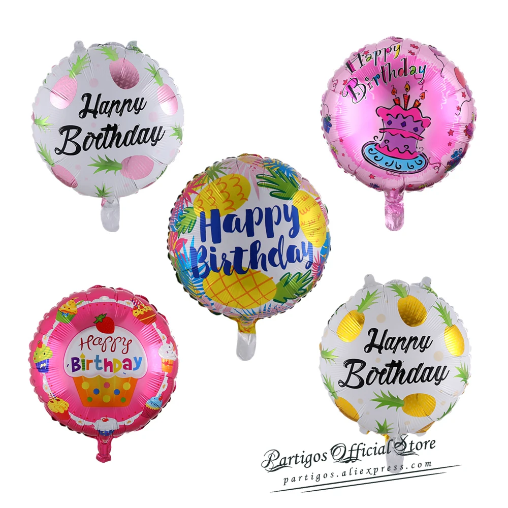 10Pcs 18Inch Happy Birthday Balloons Round Star Helium Foil Globos For Boys Girls Kids Birthday Party Decorations Baby Shower