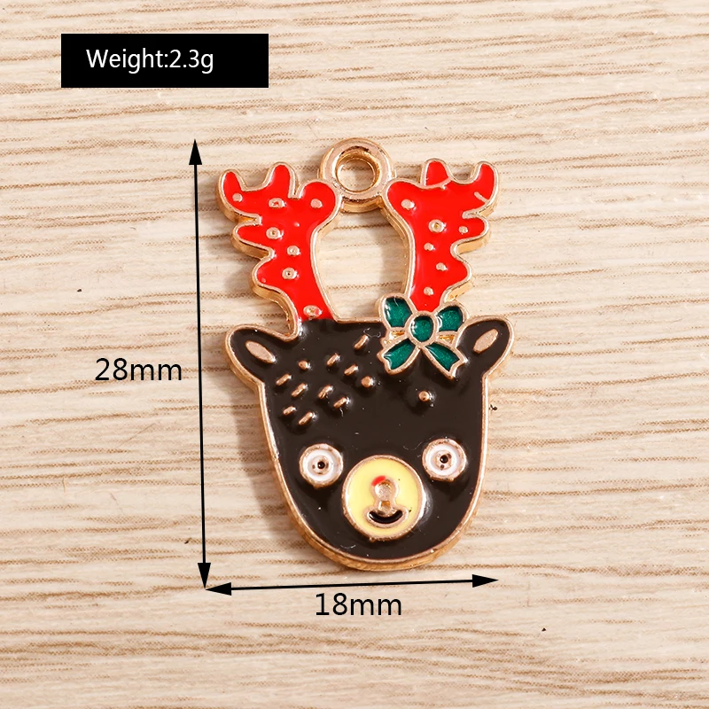 10 Stück niedliche Emaille-Weihnachtsanhänger mit Weihnachtsmann, Baum und Schneemann zum Basteln von Halsketten, Ohrringen, Armbändern, DIY-Bastelarbeiten und als Geschenk – Detail 35