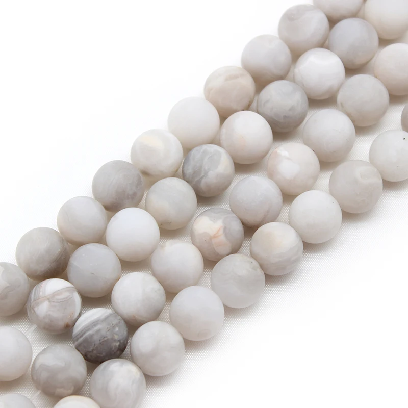Natural Matte White Crazy Agates Stone Round Loose Beads Charm 4 6 8 10 12 MM For Jewelry Making DIY Bracelets Necklace