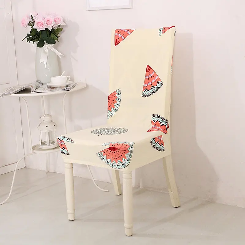 

Cute Watermelon Print Dining Chair Cover Stretched Spandex Chair Slipcover For Wedding Decoration Kithcen Livingroom Seat Cover