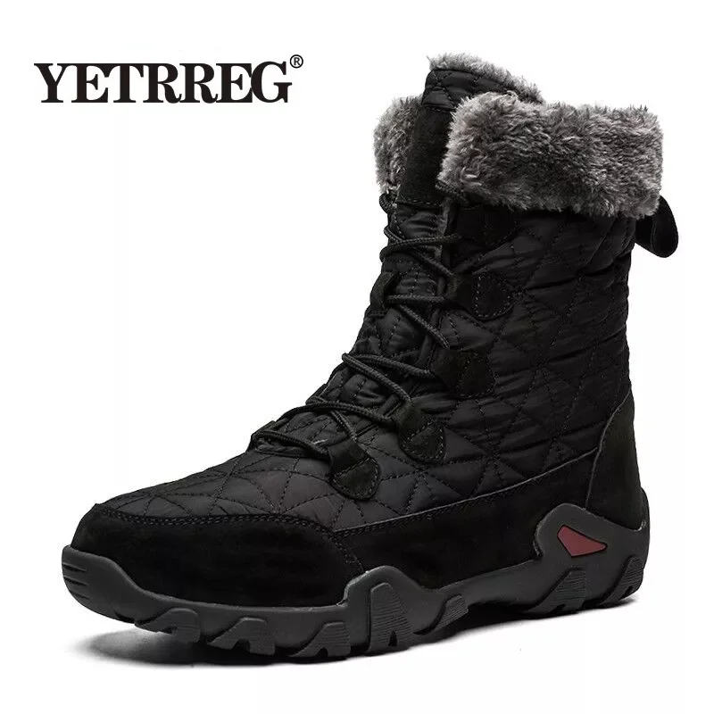 Size 47 Genuine Leather Men\'s Boots Men Snow Boots Outdoor Super Warm Winter Ankle Boots Waterproof Motorcycle Boots Sneakers