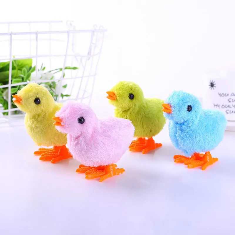 Children Creativity Intelligence Winding Up Plush Chicken Clockwork Toy Small Animal Nostalgic Toys