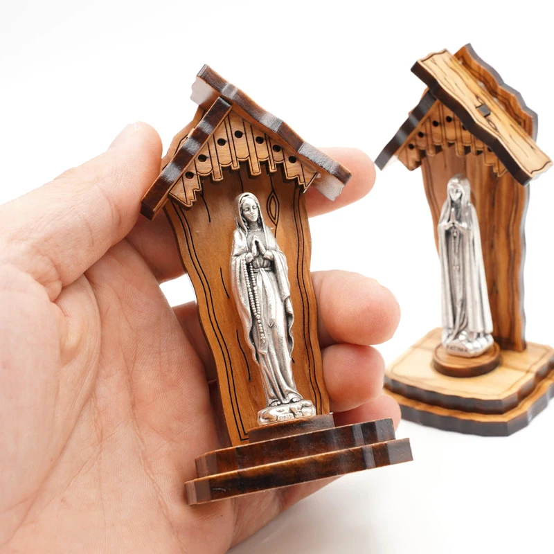 Fatima Jungfrau Maria Glocke Turm Olive Holz Statue Katholischen Relic virgen maria statuen et skulpturen Religiöse figur kirche Geschenk