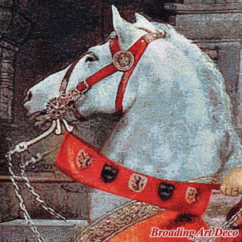 Lady Godiva Medieval Art Tapestry Wall hanging Jacquard Weave Gobelin Textile Decoration Aubusson Cotton 100% Big Size 140x100cm