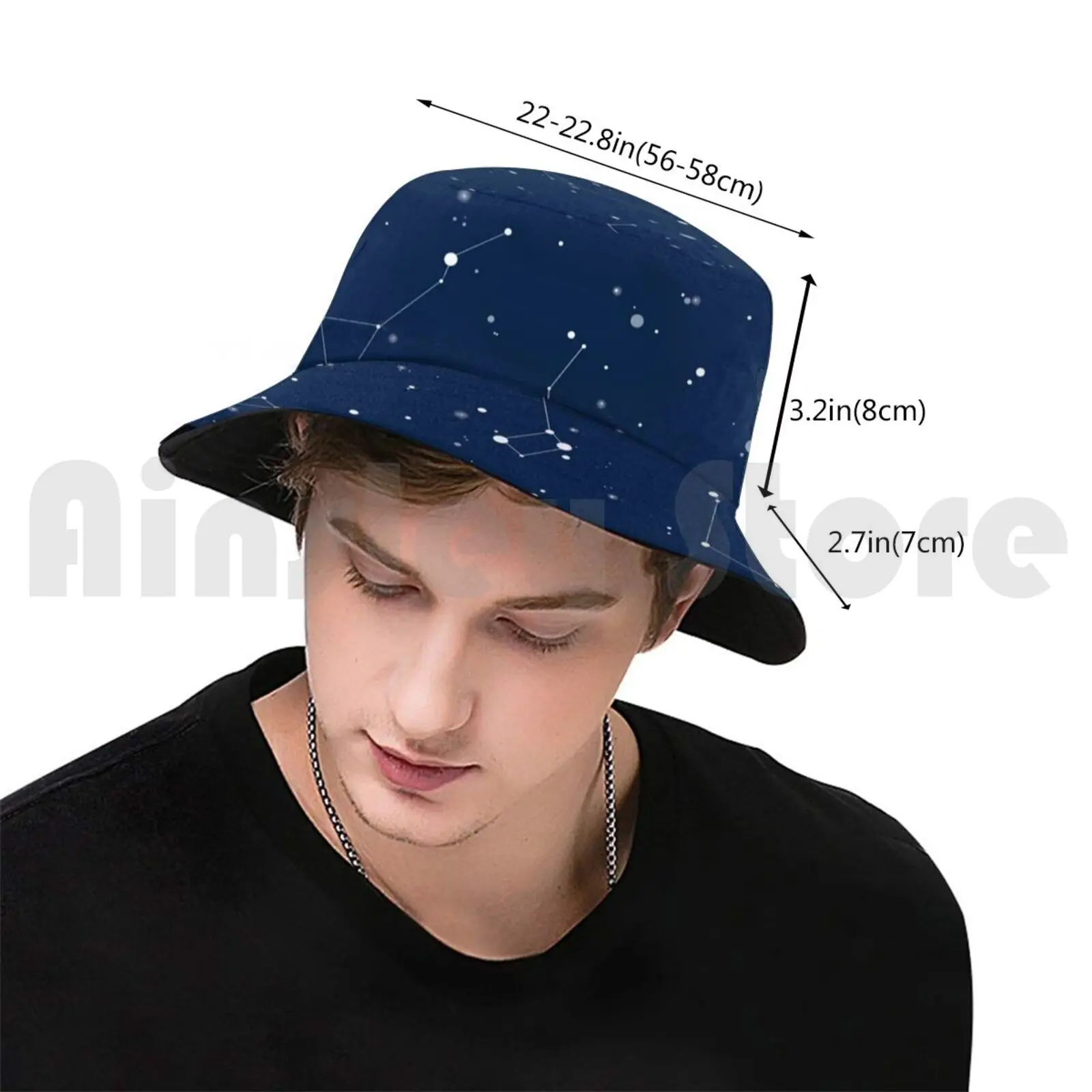 Navy Night Sky Sun Hat 2518 Bucket Hat Night Sky Stars Star Constellations Astronomy Astrology Star