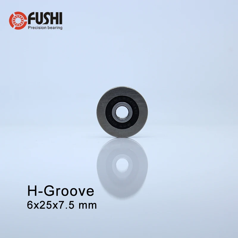 

H Groove Bearing ( 2PCS ) 6*25*7.5 mm Steel Bearing Rollers H4/2 Slide Guide Door Window Silent Bearings U Wheel Pulley