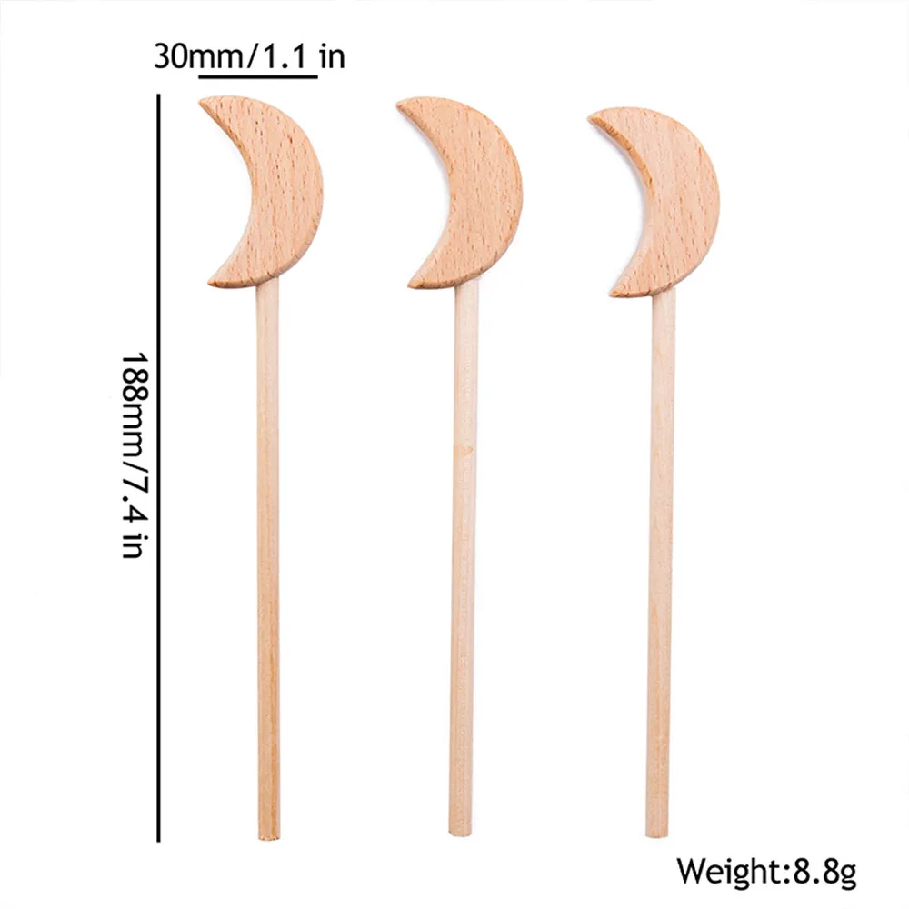 2pcs Wood Toy Beech Magic Wand Moon DIY Star Rod Rodent Play Gym Wooden Bell Kids Toys Baby Rattles For Children's Gift Hot Sale