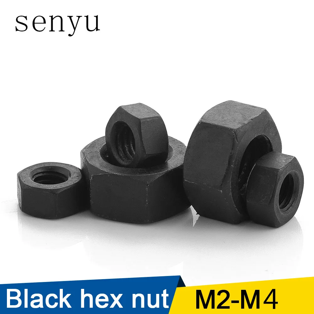 Hexagon Hex Nuts M2 M2.5 M3 M4 M5 M6 M8 M10 M12 M14 M16 M18 M20 M22 M24 M27 M30 M36 black oxide carbon steel metric hex nuts