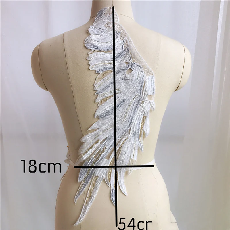 1 Pair White Angel\'s Wings Patches For Women Clothes Sewing on Embroidered Patch Motif Applique Clothing Accessories Diy