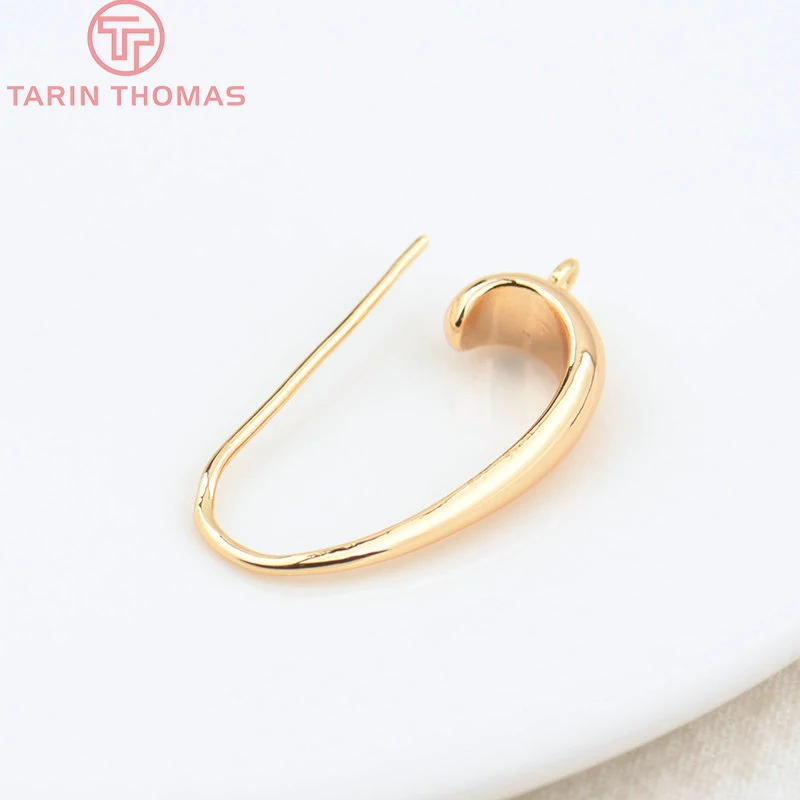 (128) 6PCS 4.5x25MM 24K Gold Color Plated Brass Earrings Hooks High Quality DIY Jewelry Making Findings