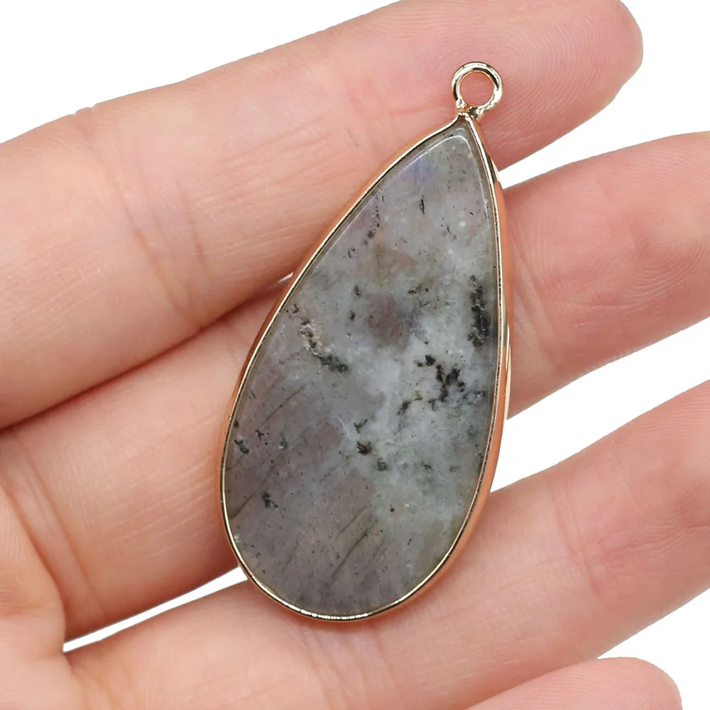 Natural Stone Water Drop Shape Amazonite Amethysts Pendant Stone Pendant DIY for Necklace or Jewelry Making Size 20x45mm