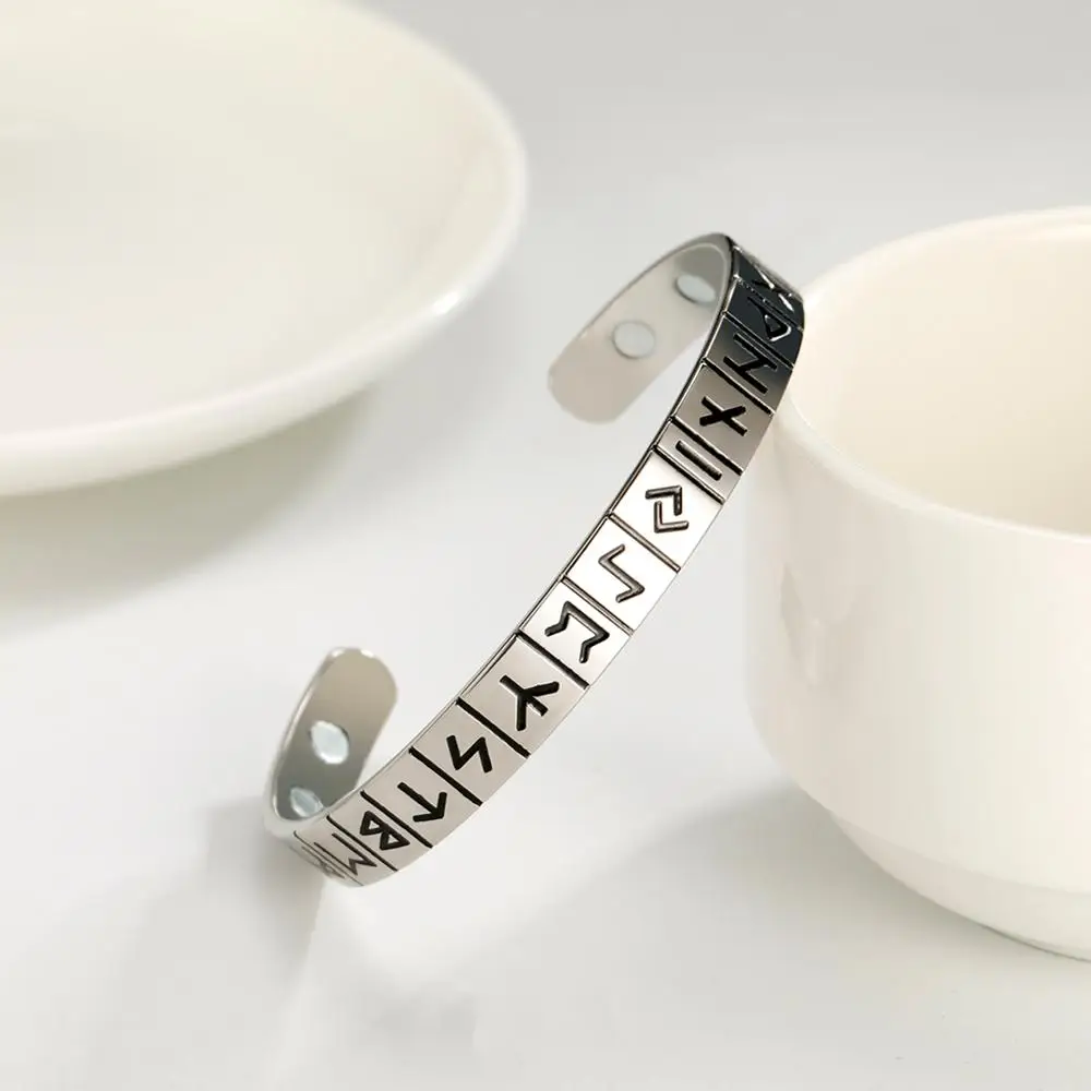 Dawapara Ancient Nordic Talisman Viking Bracelet Runes Letters Stainless Steel Bangle God's Blessing Amulet Bracelet image 6