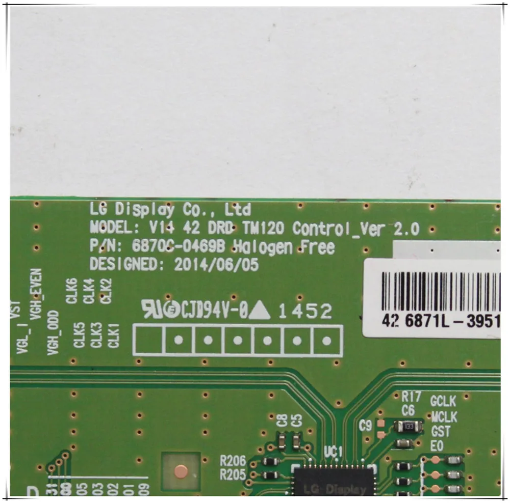 Tcon Board 6870C-0469B V14 42 DRD TM120 Control_Ver2.0  for TV LC420DUJ ...etc. Logic Board t-con 6870C 0469B 6871L-3951A