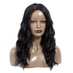 Aigemei Long Wig Water Wave  Cosplay Wig Natural Black Synthetic Wigs For Women 22 inches High Temperature Fiber Hairs