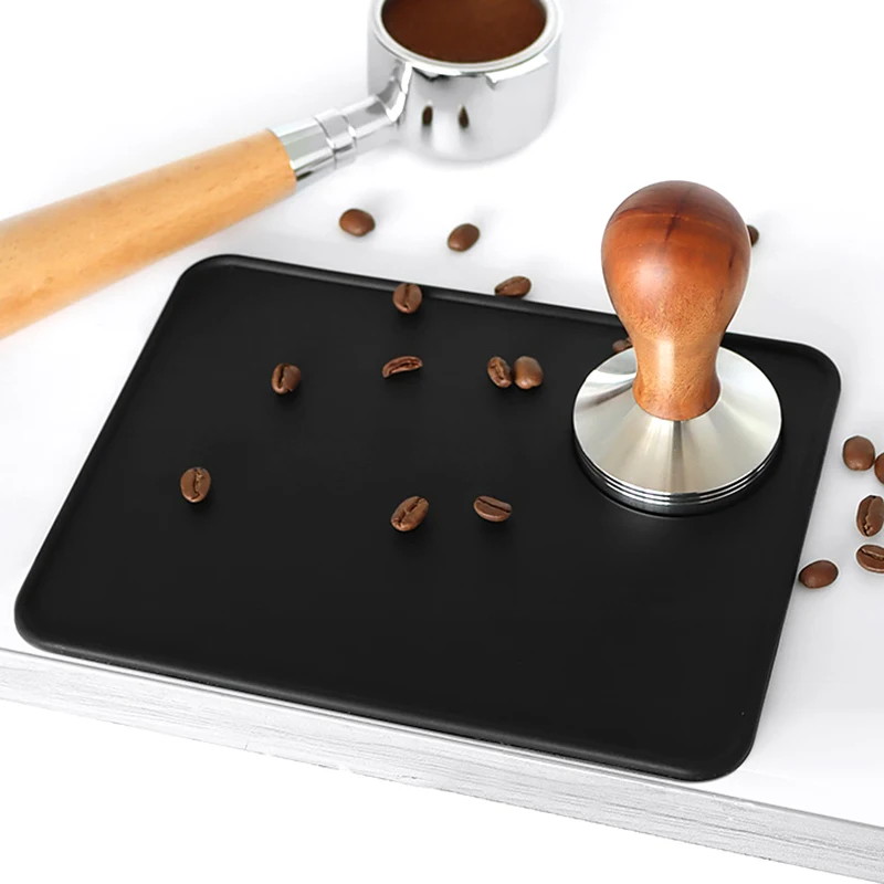 Food Grade Silicone Rubber Espresso Mat 8 Inch X 6 Inch(20cm X 15cm ), Coffee Tamper Mat, Black