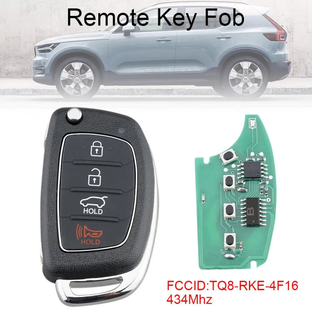 

434Mhz 4 Buttons Keyless Entry Remote Flip Key Fob with 4D60 Chip TQ8-RKE-4F16 Fit for 2014-2016 Hyundai Sonata