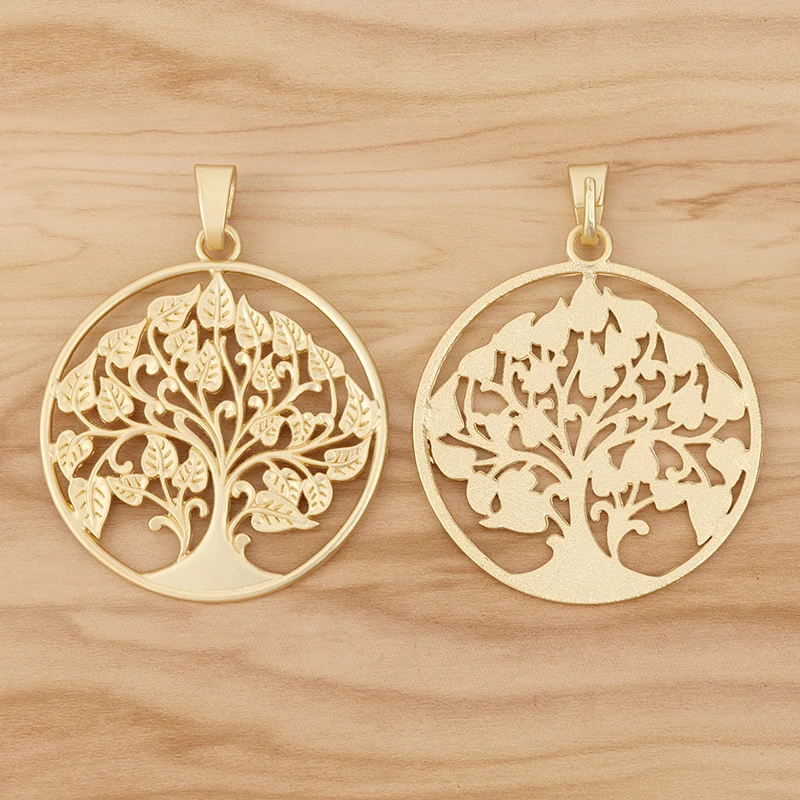 1 Piece Matte Gold Color Large Tree Charms Pendants for Necklace Jewellery Making Accessories 62x62mm