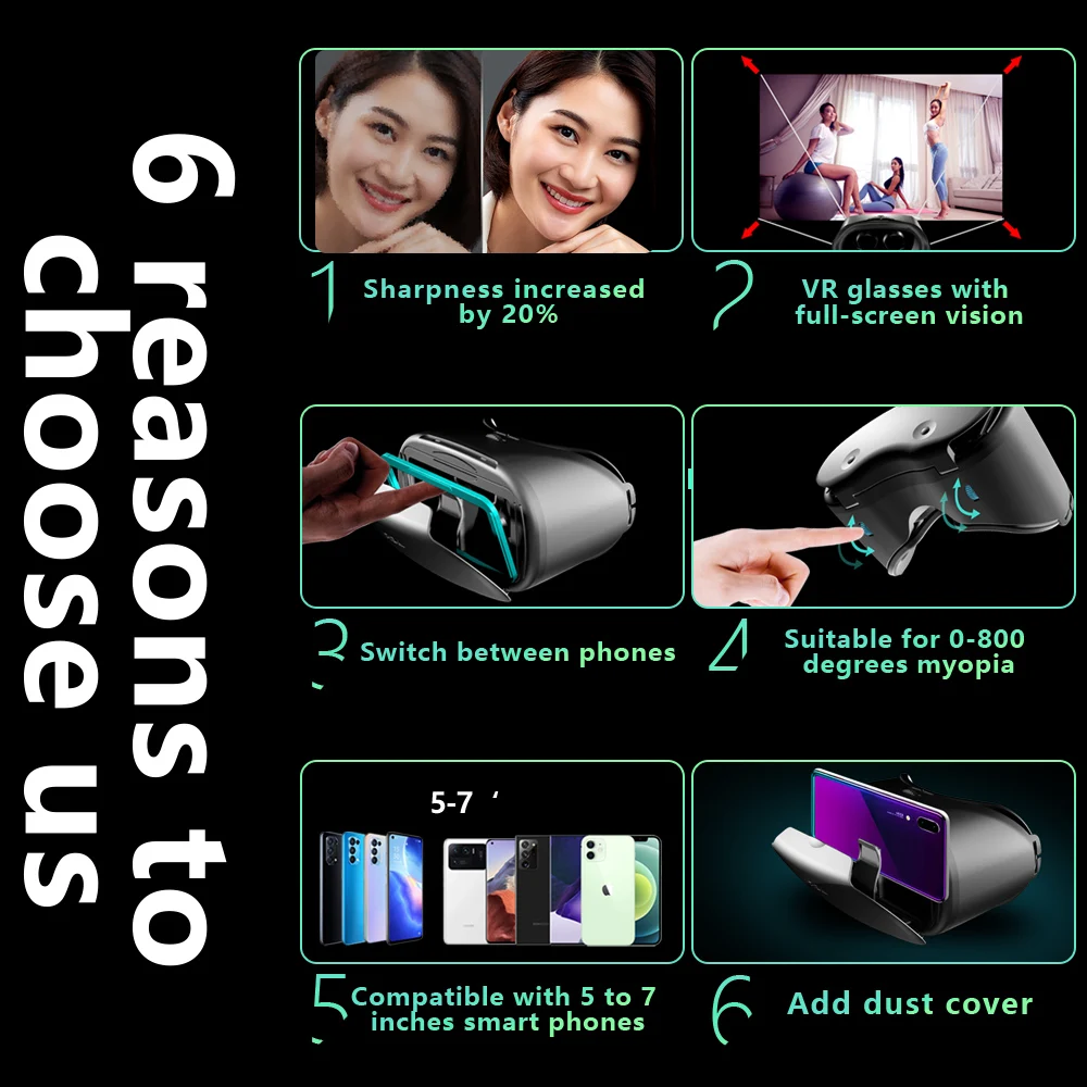 3D Virtual Reality VR Glasses For iPhone Android Smartphone Cell Mobile Phone Helmet Headset Wirth Real Lenses Goggles Devices - Image 2