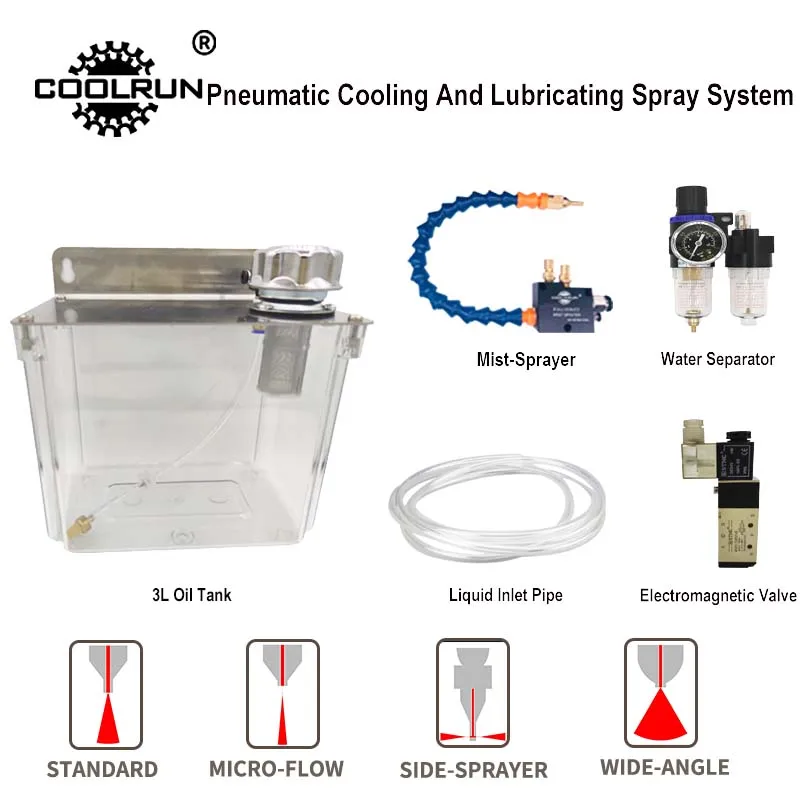 PULVERIZADOR neumático CNC, sistema de lubricación de bomba de aceite de tubería de agua, pulverizador de agua a baja presión, tanque de aceite