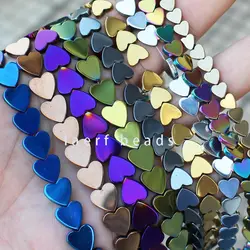 4 6 8 10mm Love Heart Hematite Spacer perline sciolte bracciale collana fai da te in pietra naturale 15