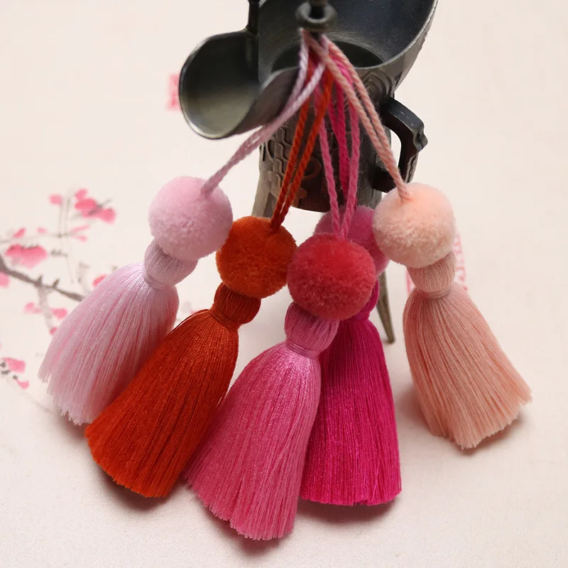 6Pcs Pompon Ball Tassel Fringe DIY Keychain Bag  Jewelry Making Charms Curtain Pendant Accessories Crafts Hanging Tassels Trim