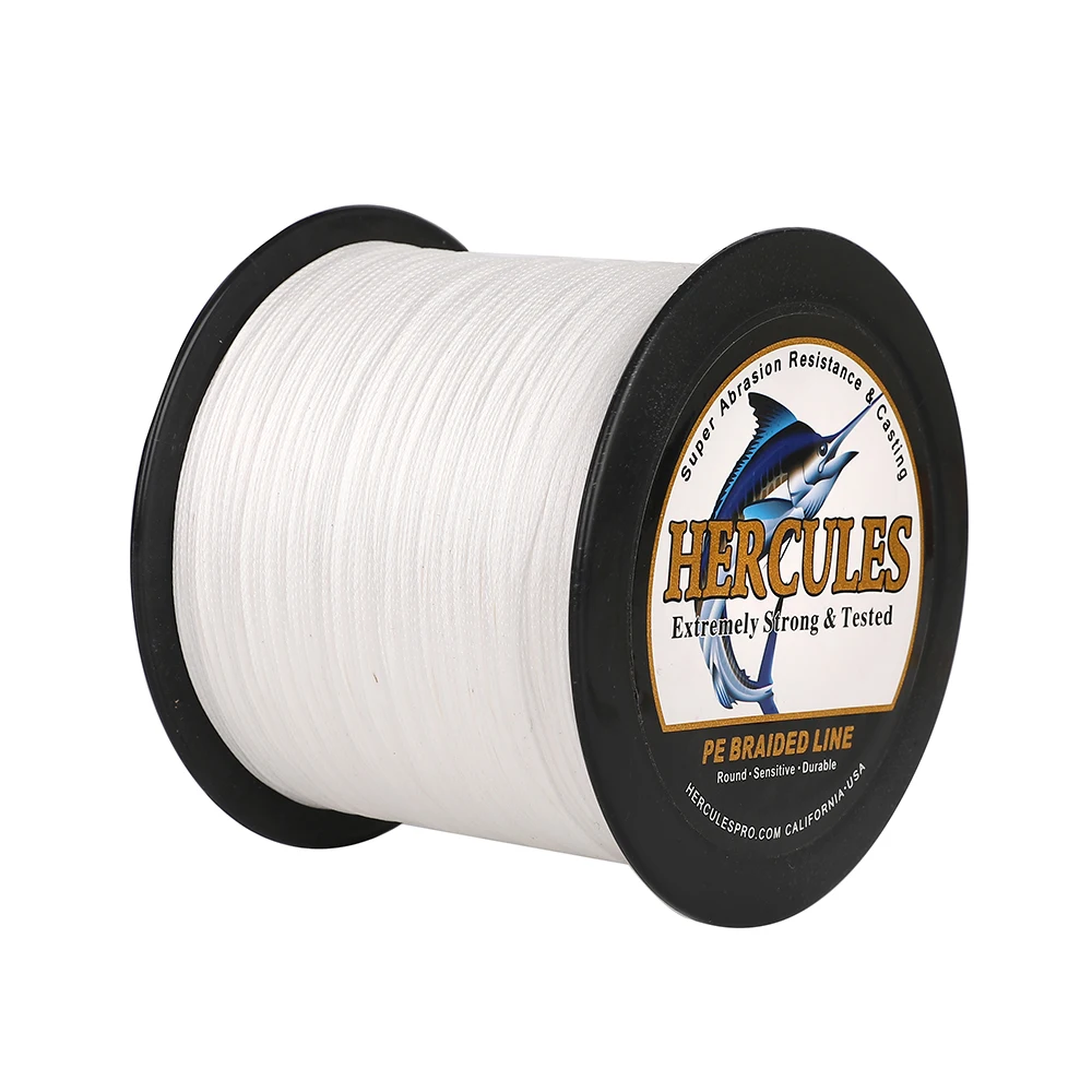 Hercules PE Fishing Line 300m-1000M Braided Line 9 Strands White Super Strong Multifilament Braid Thread 9 Braid White 10-300LB