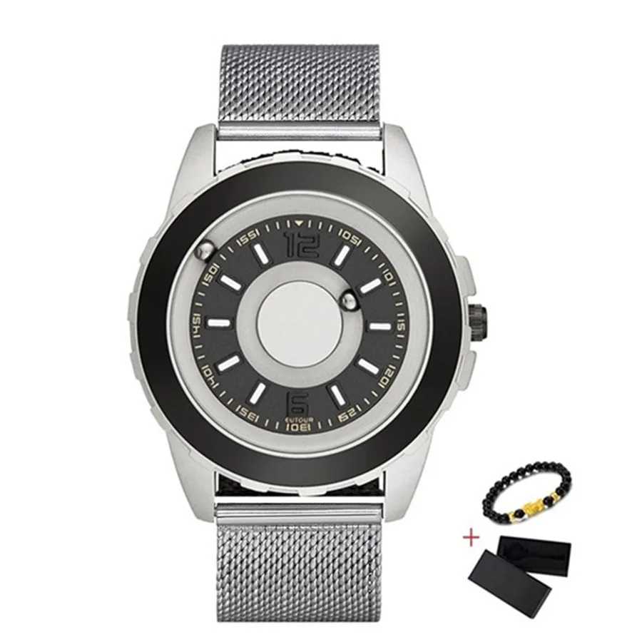 EUTOUR Black Clock Magnetic Ball Pointer Quartz Watch Men Waterproof Wrist Watch Nylon Strap Mens Watches Top Brand Luxury 2019