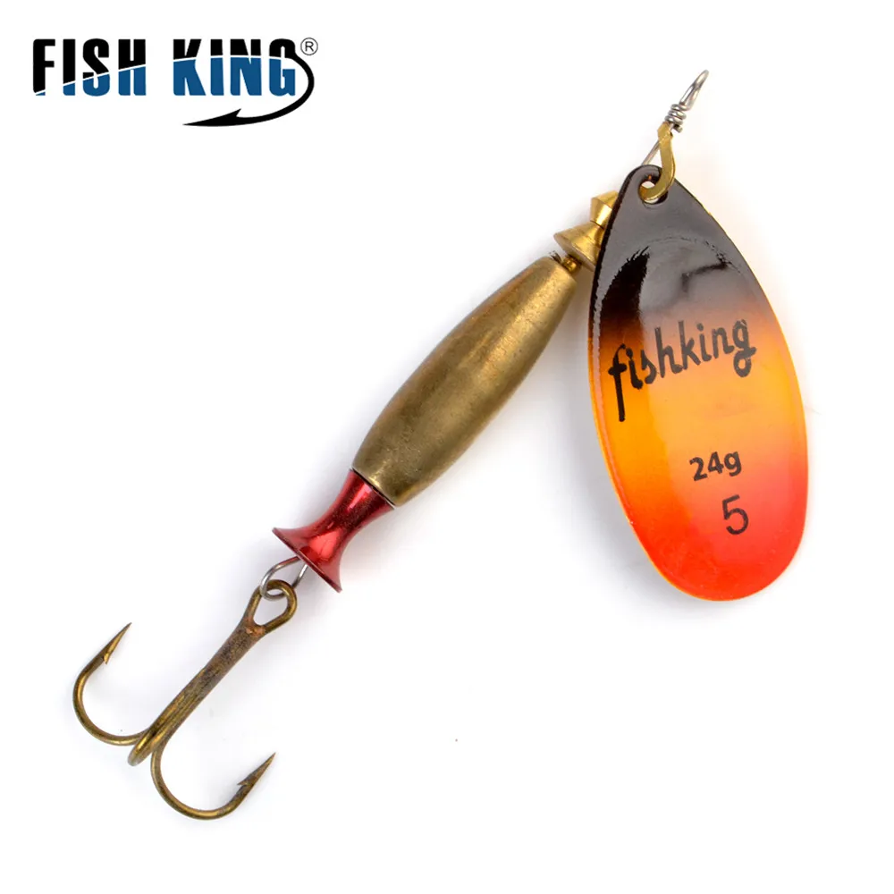 FISH KING 1PC Long cast 4#-18g 5#-24g Spinner Lure Bait Spoon Lures pike Metal Fishing Lure Bass Hard Bait With Hooks