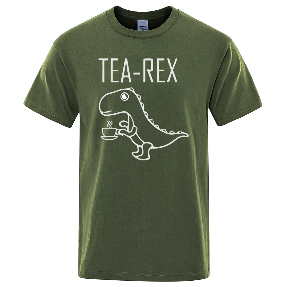 Men Women T-Shirts Tea Rex Funny Dinosaur Drink Coffee T Shirts Fashion Casual TShirt High Quality Streetwear Tops Tee Shirt