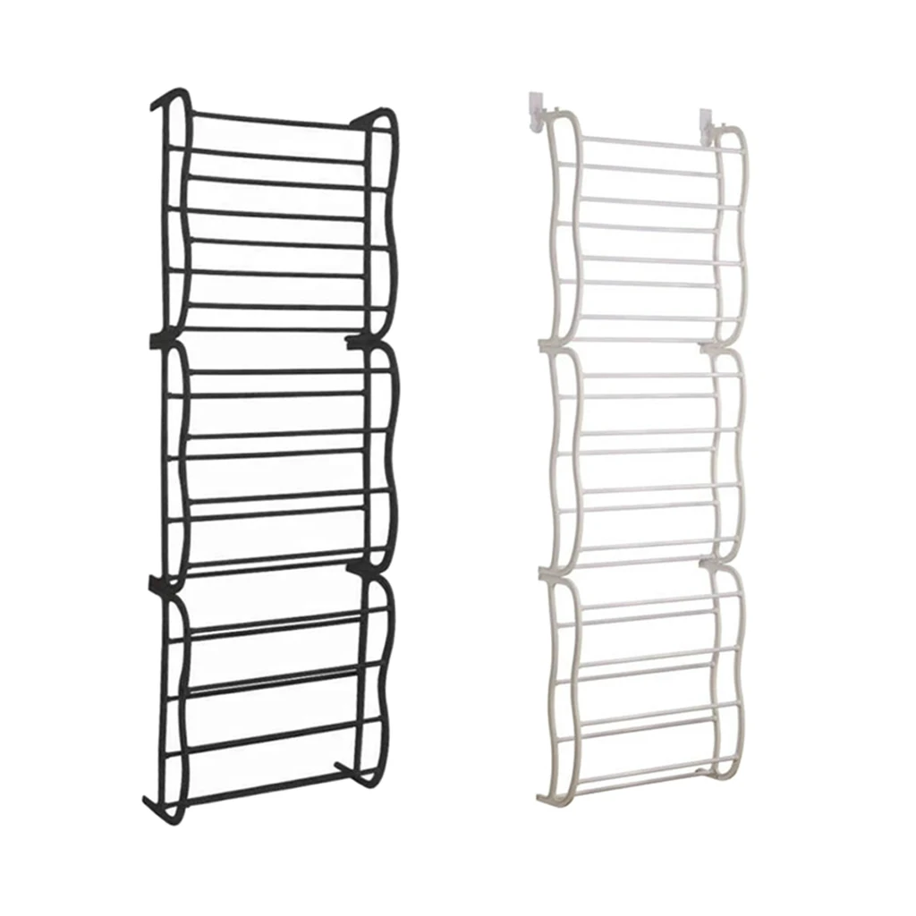 12 Tier Metal Tube Shoe Shelf Hook Over Door Shoe Rack Tidy Space Organizer for 36 Pairs Shoes