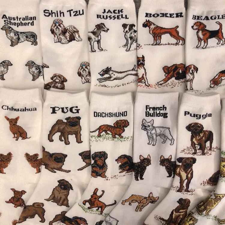 Dstresssunshine Crew Fashion Funny Chaussettes, Border Collie, Schnauzer Lab, Scottie, BelaurBoxer, PDPBulldog, Sheltie, Golden DreliRetriever