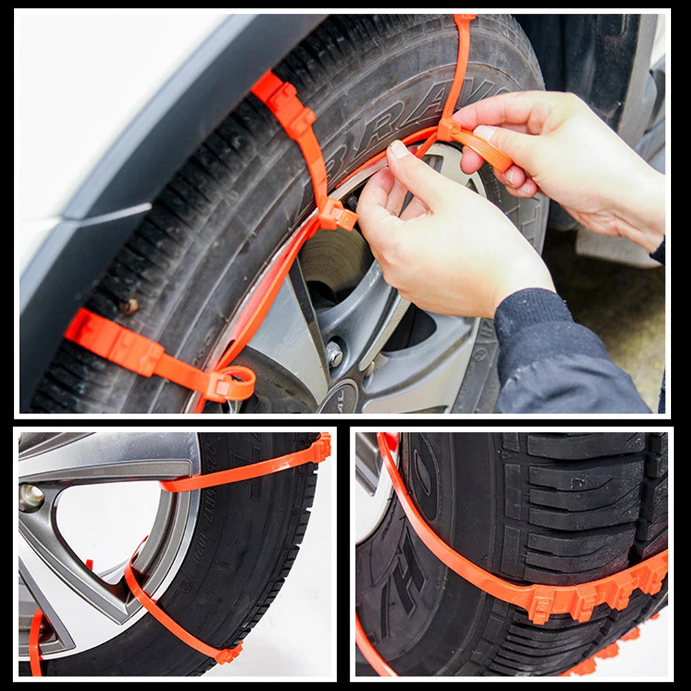 10Pcs Car Winter Tire Wheels Snow Chains Snow Tire Anti-skid Chains Wheel Tyre Cable Belt Winter Outdoor Emergency Chain STC01