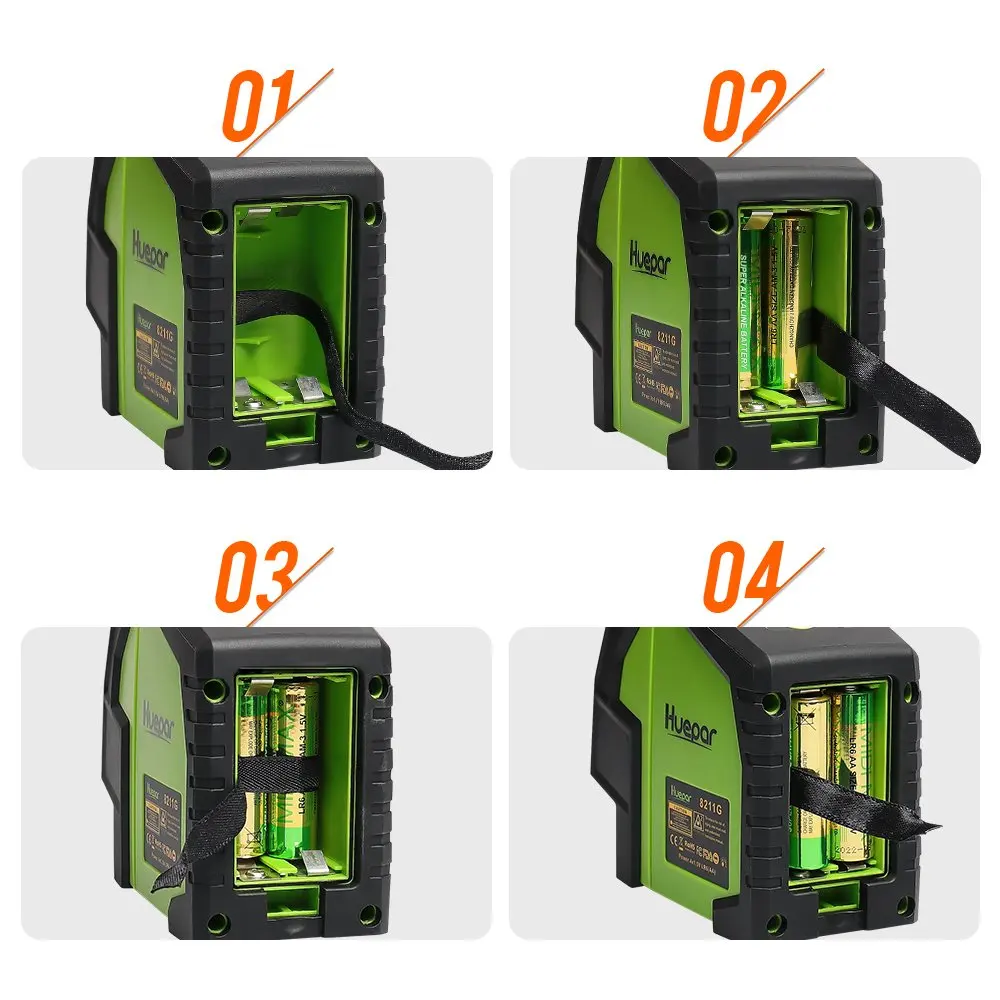 Imagem -04 - Huepar Mini Linha Transversal Hp8211g Feixe Verde Auto Nivelamento Pontos Laser Nível