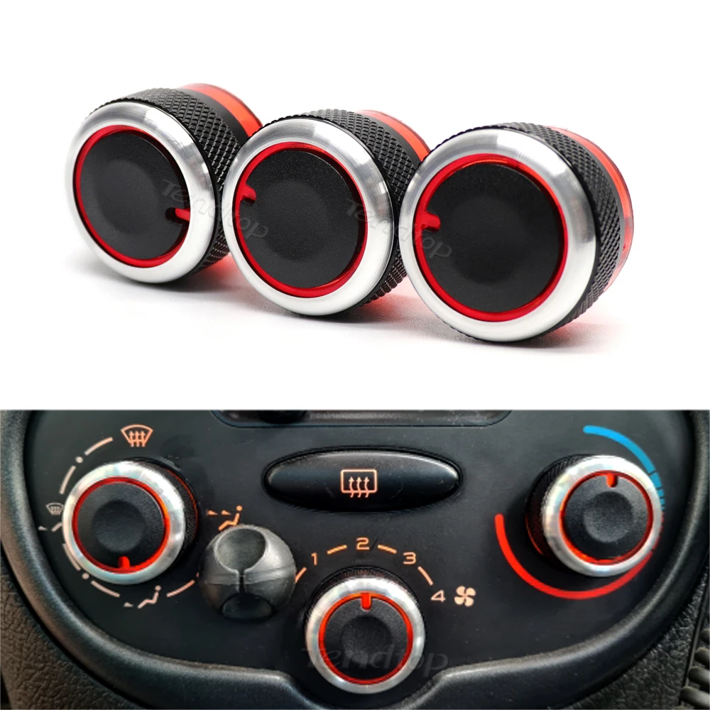 3Pcs/Set Car Ac Knob Switch  Conditioning Heat Control Switch Ac Knob Auto Car Accessories Fit For Peugeot 206 207 2006-2011